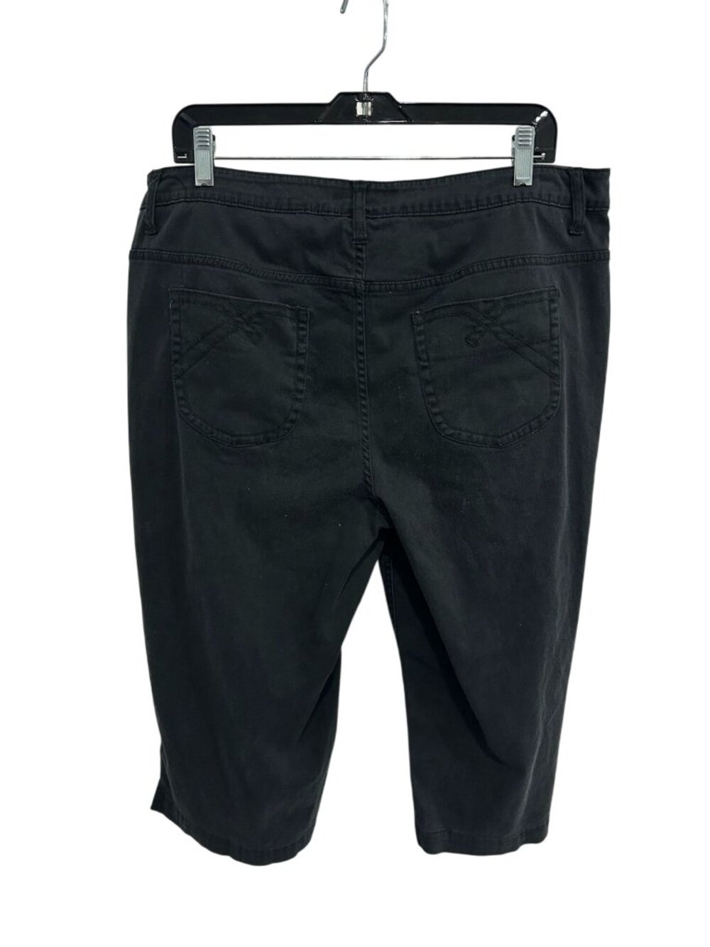 Faded Glory 16W Black Stretch Bermuda Shorts Cotton Blend Minimalist Heritage